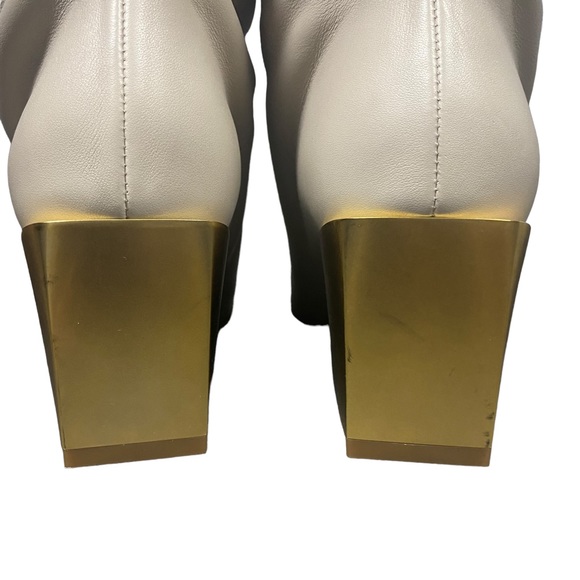 SALVATORE FERRAGAMO - Avivo Knee High Beige/Cream Leather Gancini Boot w/2” heel - Picture 5 of 9